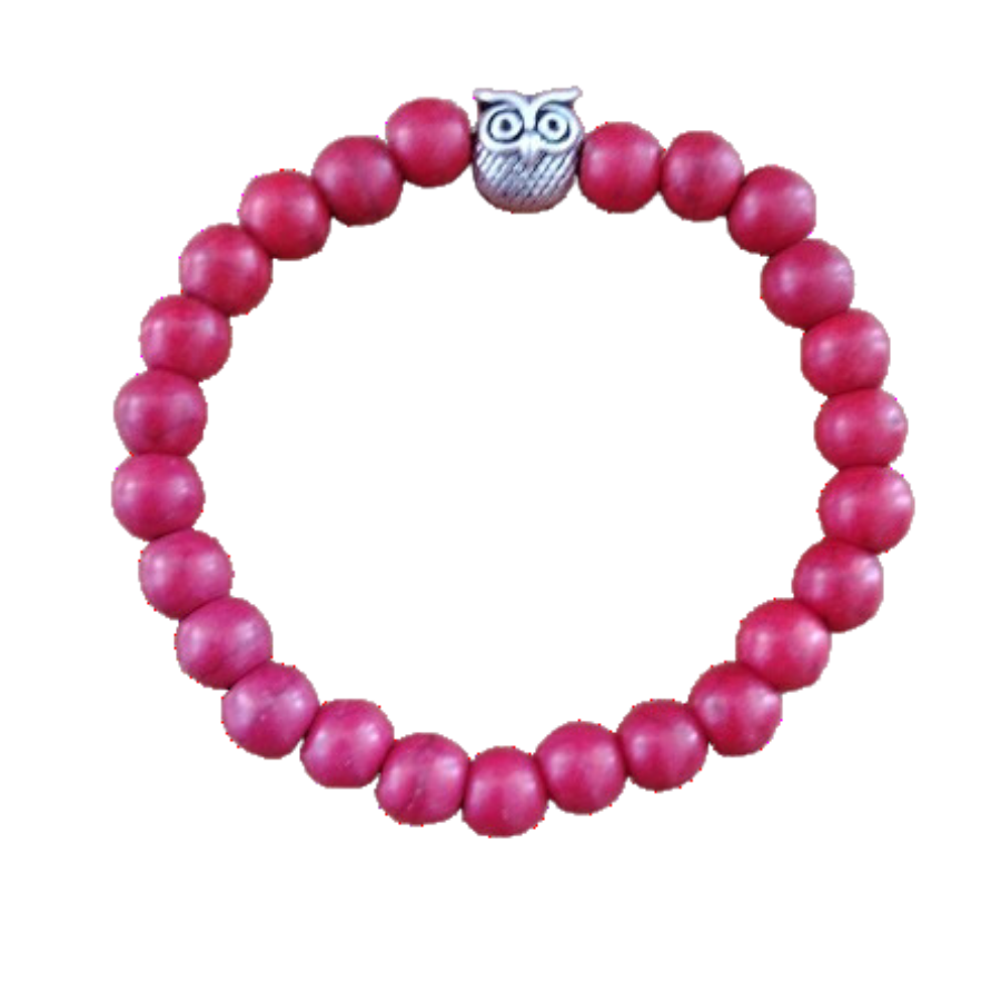 Natural Stone Red Turquoise Owl Bracelet